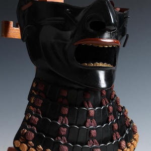 Vintage Japanese Samurai Black Power Menpo -Wearable- Marutake Product Tsushima