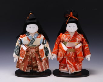 Rare Antique Japanese Hina Dolls Set – Emperor & Empress Pair With