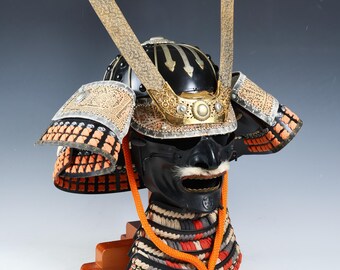 Japanese Old Vintage Samurai Wearable Kabuto Helmet With a Mask