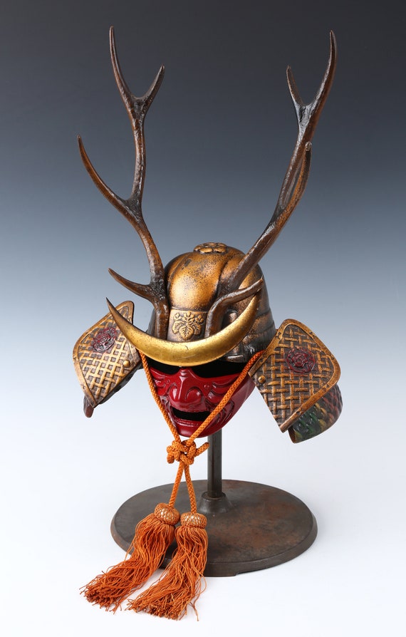Japanese Vintage Samurai Helmet Shikanosuke With a Mask