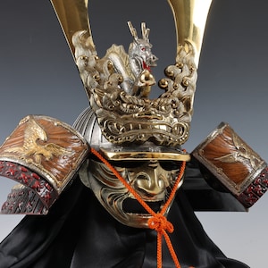 Japanese Samurai Helmet -Dragon and Hawk Deco Kabuto with a mask-