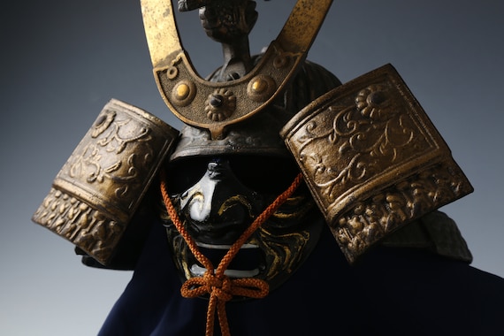 Old Vintage Japanese Samurai Helmet -middle Size- With a Mask