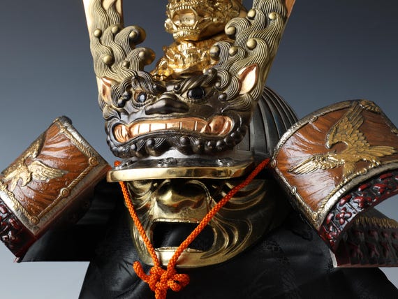 Samurai Helmet - Blue Koi Sculpture. Limited Edition