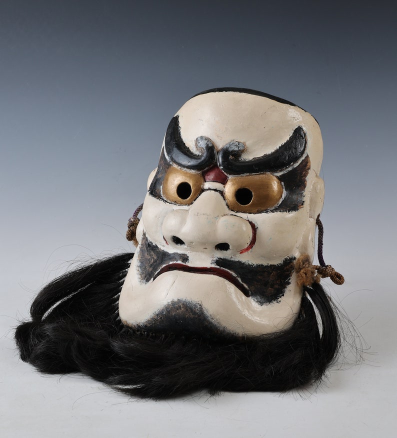 Old Vintage Wooden Noh Kagura Mask Plaque god of Power Man - Etsy