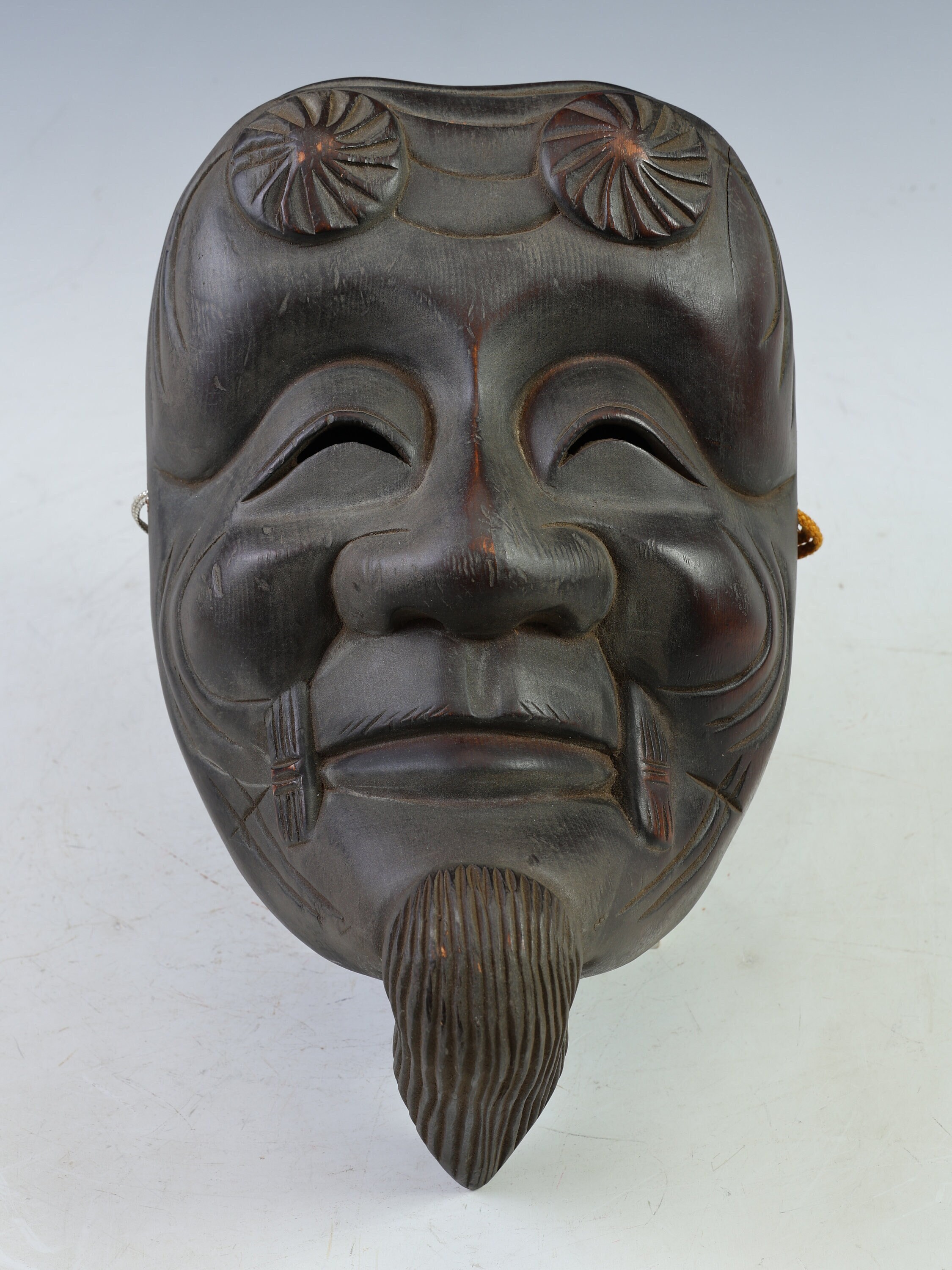 Beautiful Antique Japanese Hinoki Wooden NOH MASK -okina- 翁