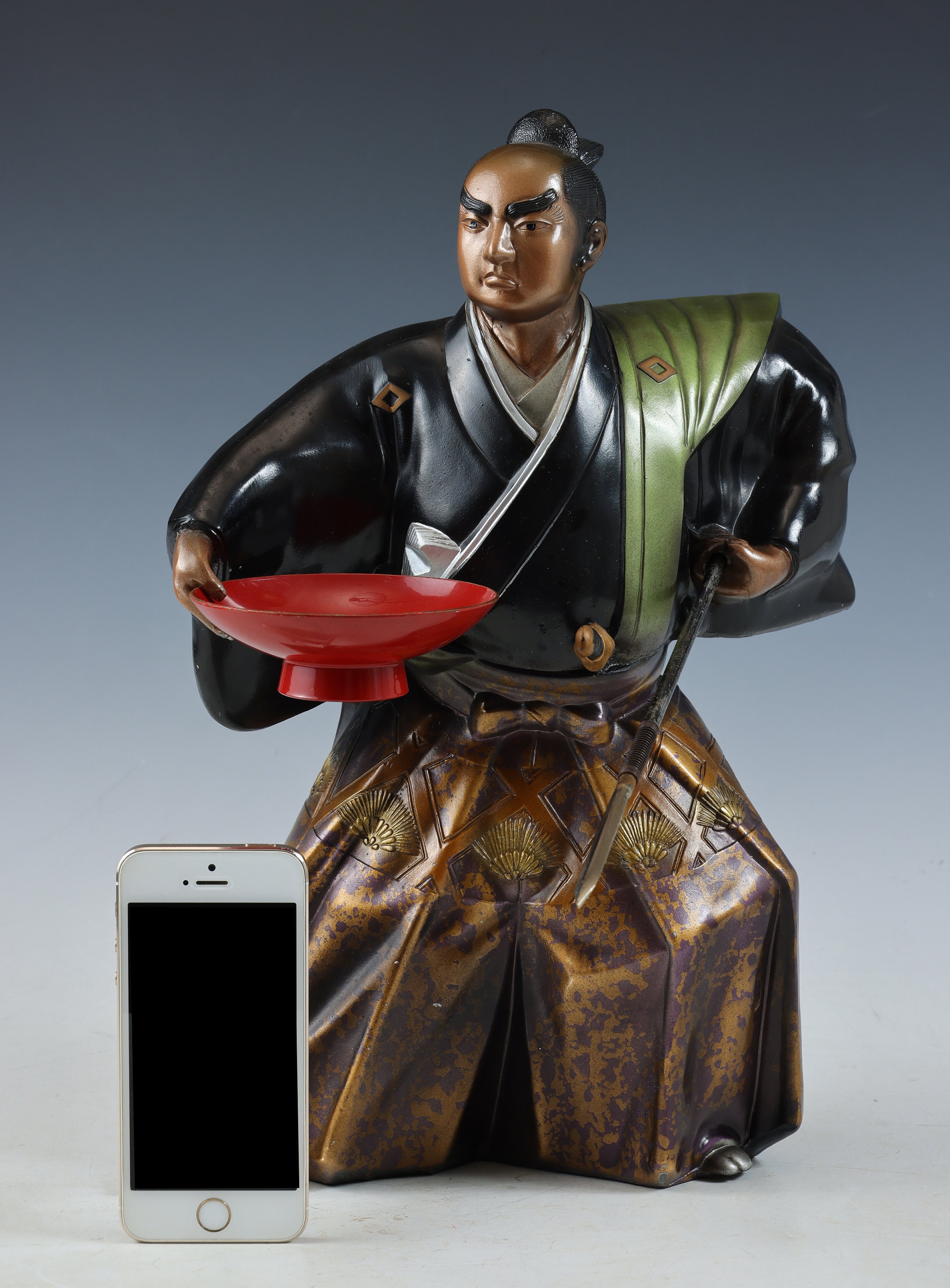 Japanese Vintage Samurai Colored Metal Figure -GREAT SAMURAI Mori Tahei ...