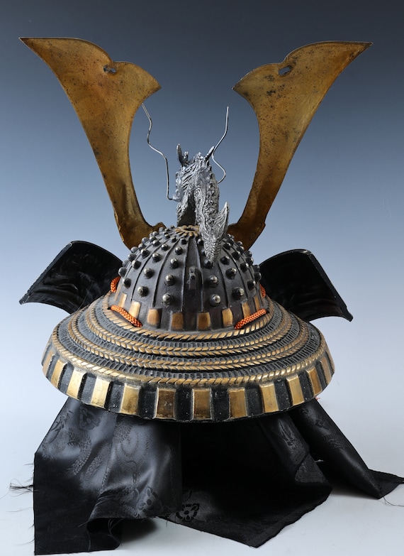 Japanese Old Vintage Samurai Kabuto Helmet -dragon Purple