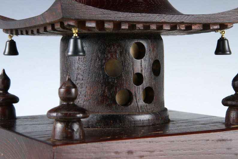 Japanese Vintage Wooden Figure Five Story Pagoda Lamp \u4e94\u91cd\u5854