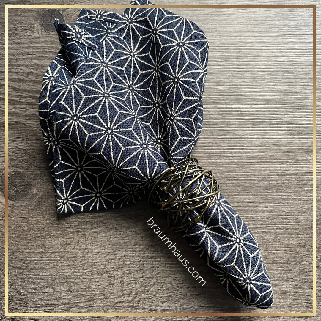 Braumhaus Cloth Napkin Japanese Geometric Indigo Cotton Etsy