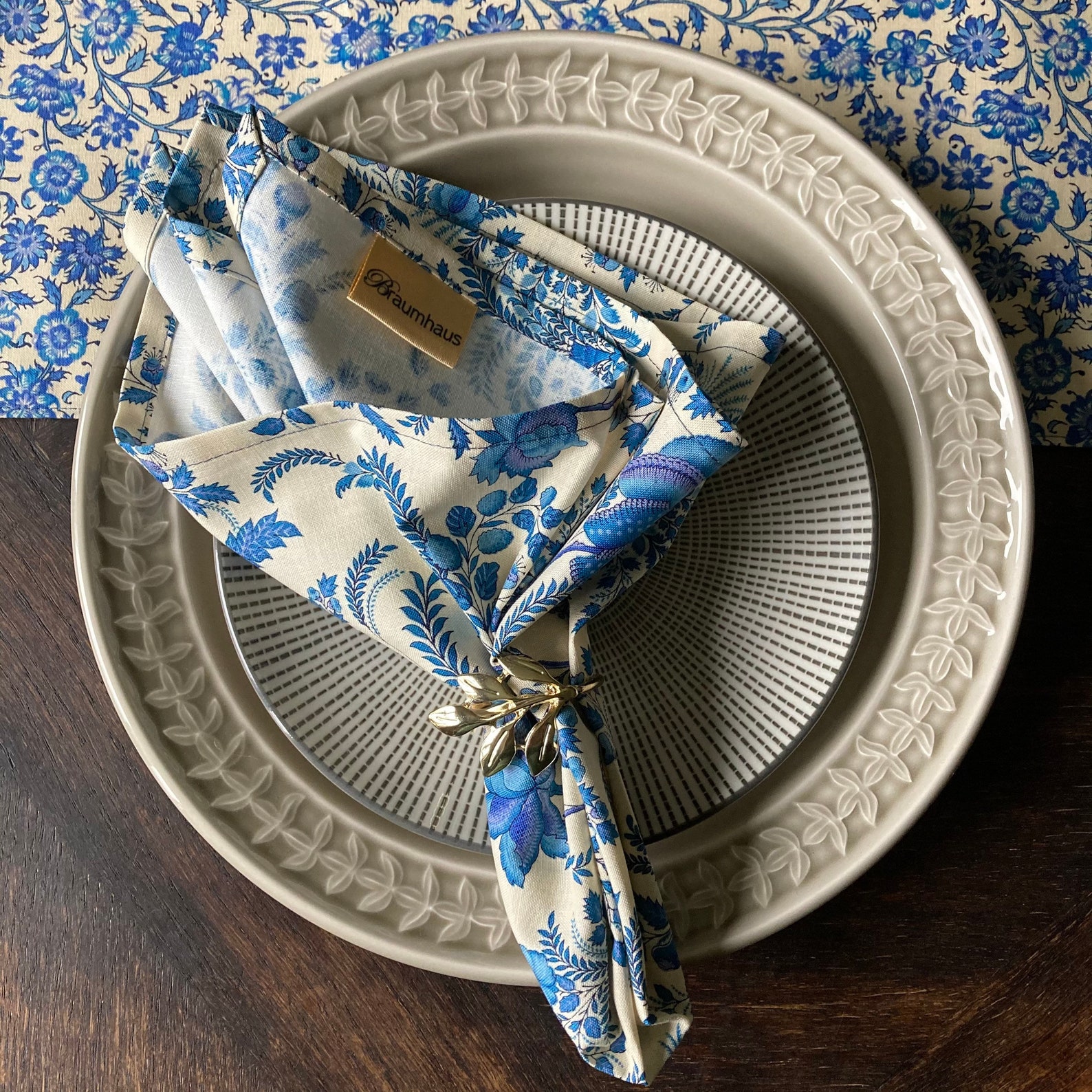 Cloth Napkins Blue and White Cotton Pretty Patterned Etsy
