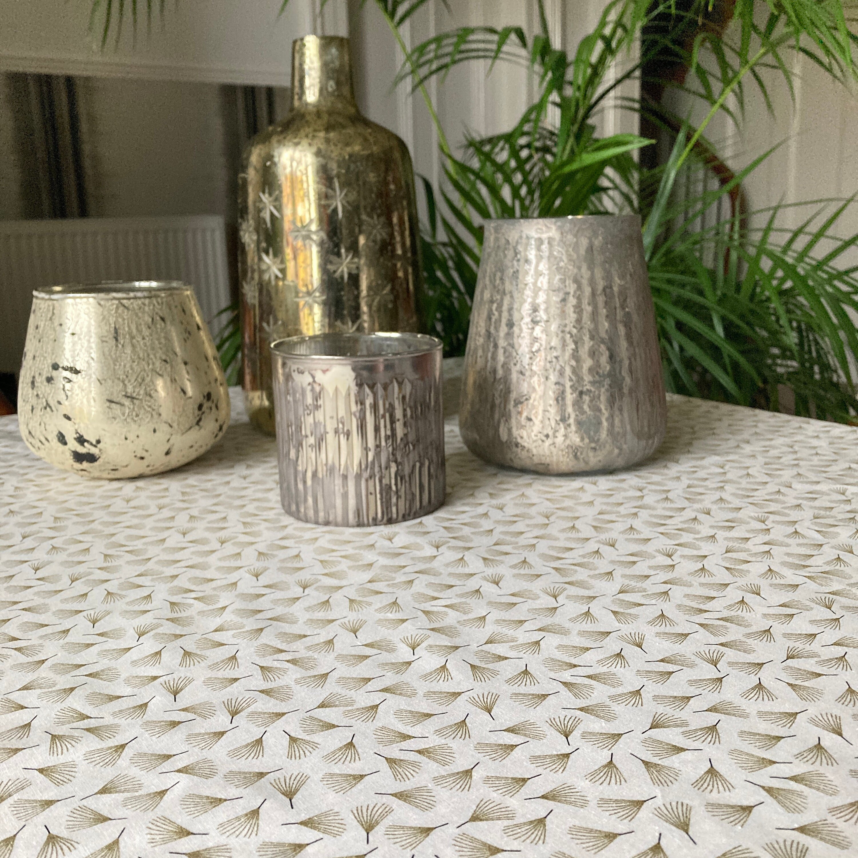 Ivory & Gold Tablecloth Christmas Metallic Gold 144cm Wide Etsy UK