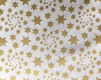 Braumhaus Tablecloth, Christmas, Wedding, Gold Stars, Ivory, Square or Rectangular, Cotton, Housewarming Gift Idea