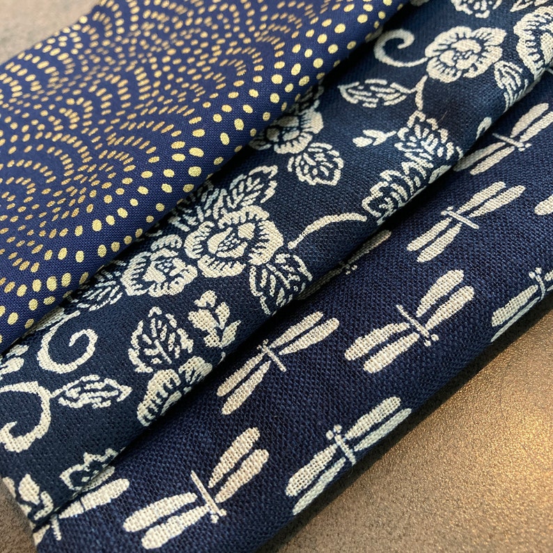 Cloth Napkins Japanese Indigo Blue Floral Cotton Pretty Etsy
