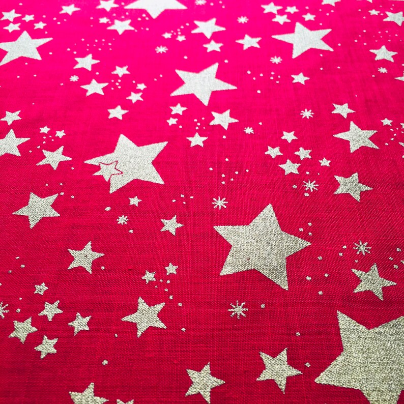 Tablecloth Christmas Red Gold Star Tablecloth Square Etsy