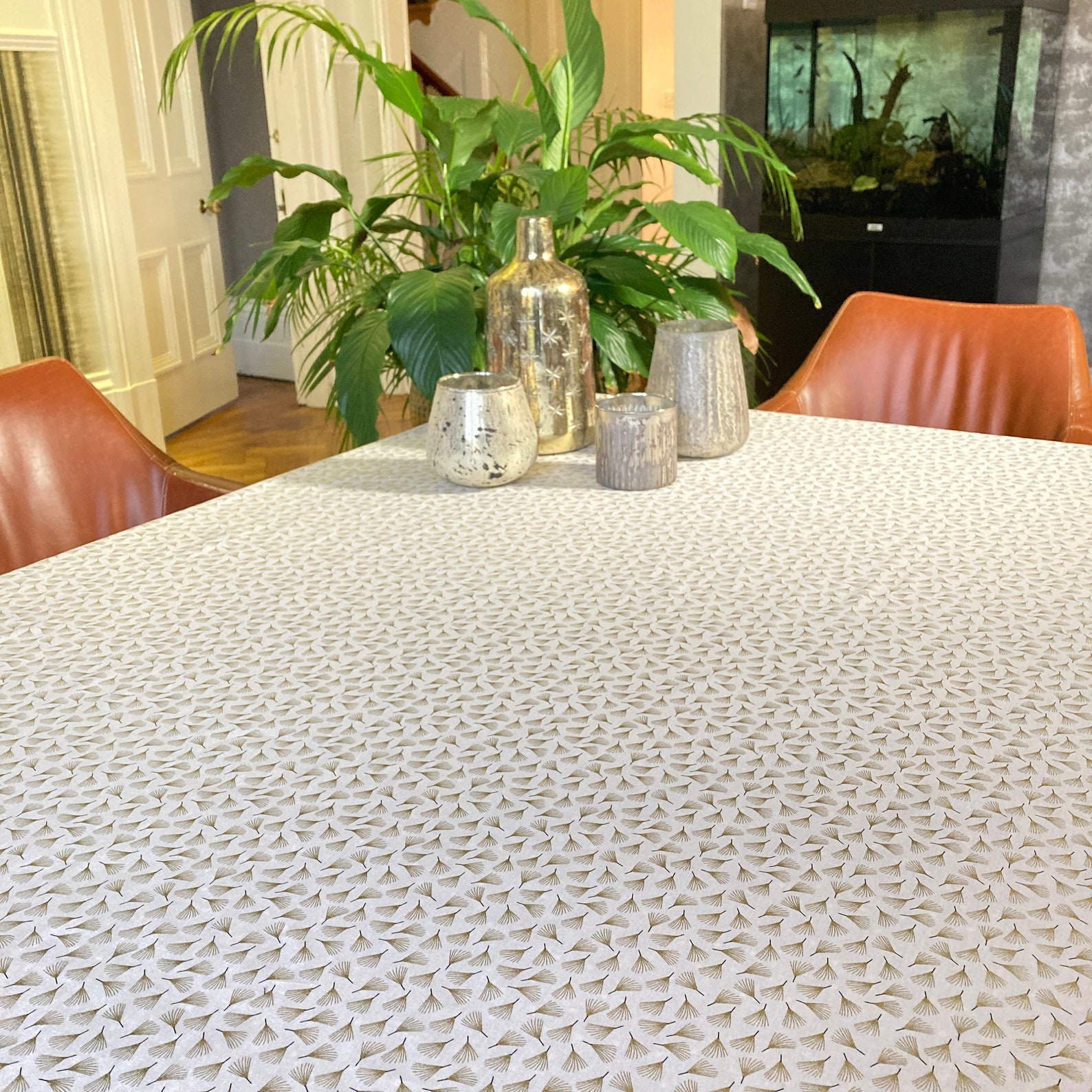 Ivory & Gold Tablecloth Christmas Metallic Gold 144cm Wide Etsy UK