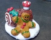 Christmas decoration Log and gingerbread man
