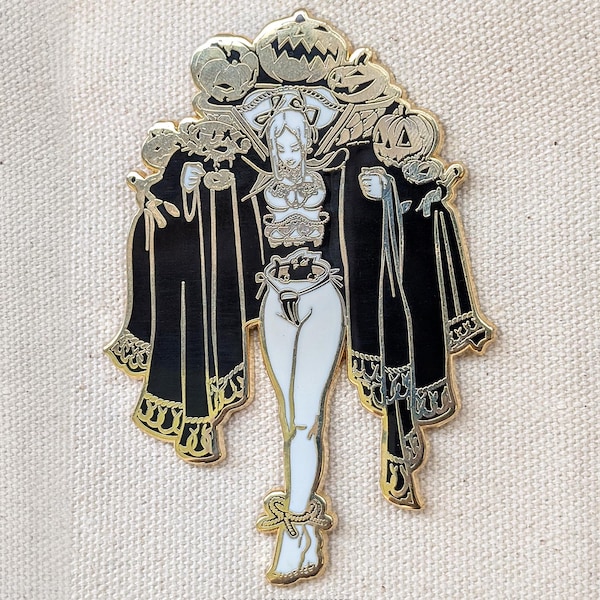Halloween Spooktacular Hard Enamel Pin - Large Gothic Pumpkin Lapel Pin for Collectors
