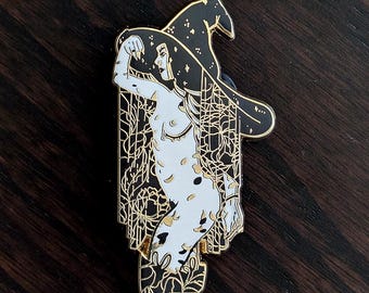 Stoya as Baba Yaga halloween witch hard enamel pin