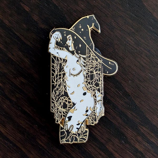 Stoya as Baba Yaga halloween witch hard enamel pin