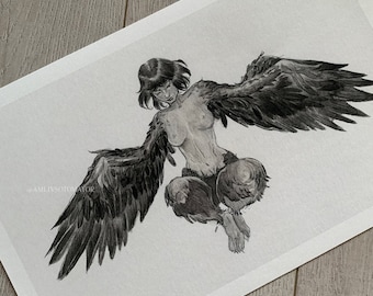 Harpy Giclée Print & Enamel Pin * Limited Prints of 20