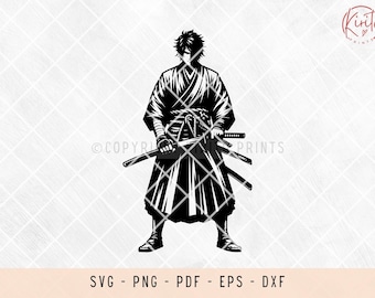 Japanese Samurai Warrior SVG: Sword Outline (Digital Files)
