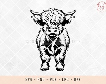 ハイランド牛、ハイランド牛のSVG、ハイランド牛のPNG、かわいいハイランド牛のSVG、レーザー用のSVGファイル、シャツ用のSVGファイル、クリカット用のSVGファイル