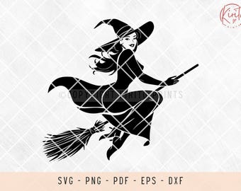 Witch, witch broom witch hat, witch svg, witch svg file, flying witch, svg files for laser, svg files for shirts, svg files for cricut, png