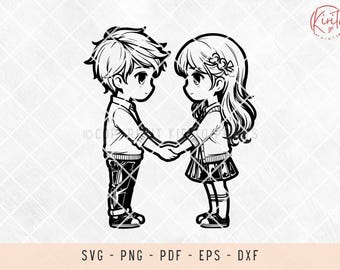Cute couple gifts, chibi character, png, couple svg, lovers png, valentines day, valentines day gift, valentines day svg, valentines day png