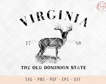 Virginia Deer SVG: US Bundesstaat Umriss, Laser Cut Files (Digitaler Download)