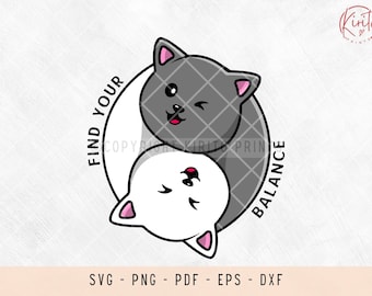 Yin yang, archivos SVG, archivos SVG para láser, archivos SVG para camisetas, archivos SVG para Cricut, SVG, yinyang, yin y yang, SVG de gato, archivos SVG de gato