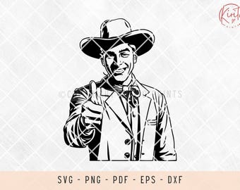 Retro Cowboy Thumbs Up SVG: Cowboy Hat Graphic (Digital Files)