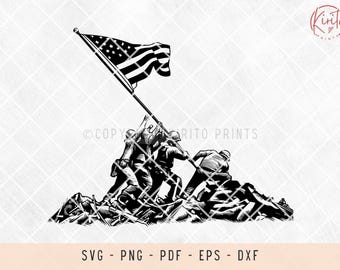 Raising Flag Iwo Jima SVG: American Soldier, Cricut & Laser Cut Files