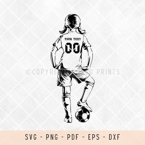 Customize soccer player svg, soccer, soccer girl, svg, personalized gift, svg files for laser, svg files for shirts, svg files for cricut