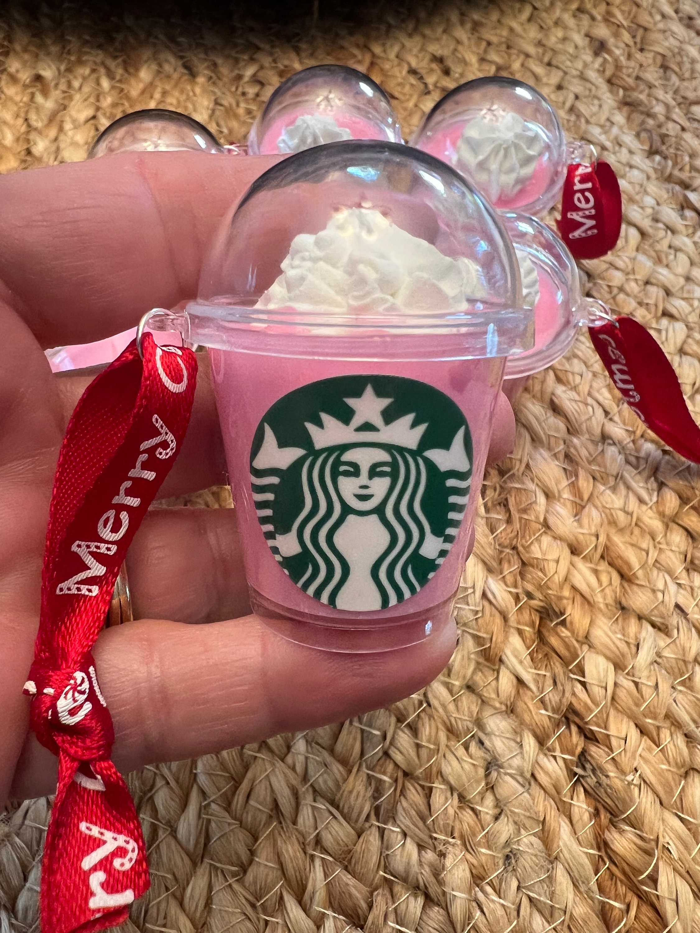 Miniature Starbucks Cup Strawberry Pink Drink/car Accessories/mask