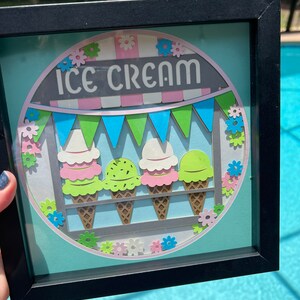 Summer sign, ice cream, shadow box, dorm ideas, summer decorating, vacation, kids out for the summer, Florida