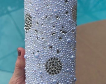 Wedding, Bride to Be, pearl lover, rhinestones, unique one of a kind tumbler