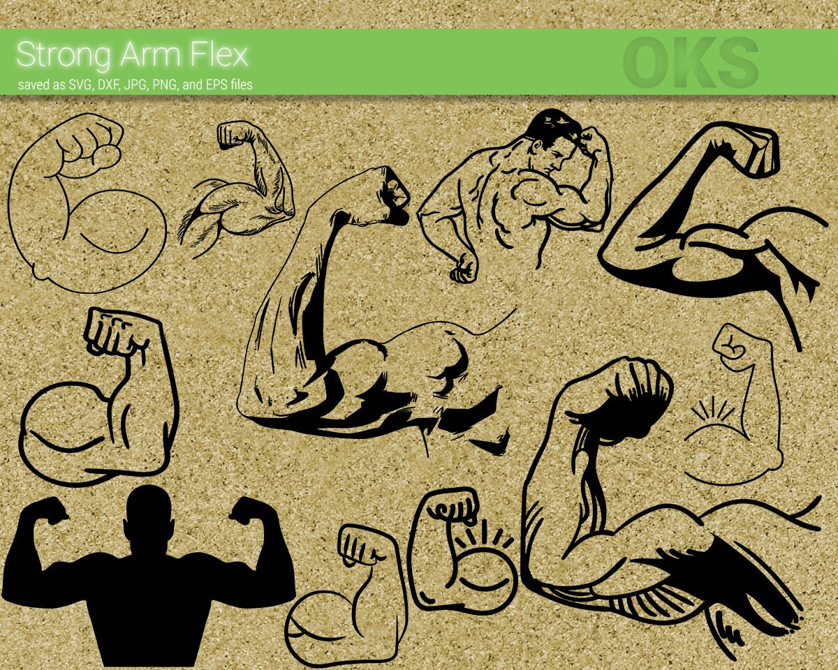 strong arm flex svg download bundle muscle arm flexing | Etsy