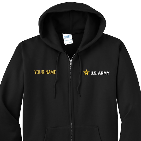 Personalized Army zip up hoodie.  Army hoodie. Enlisted Army zip up hoodie.