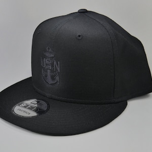 Navy Chief Ball Cap New Era snapback black with black anchor