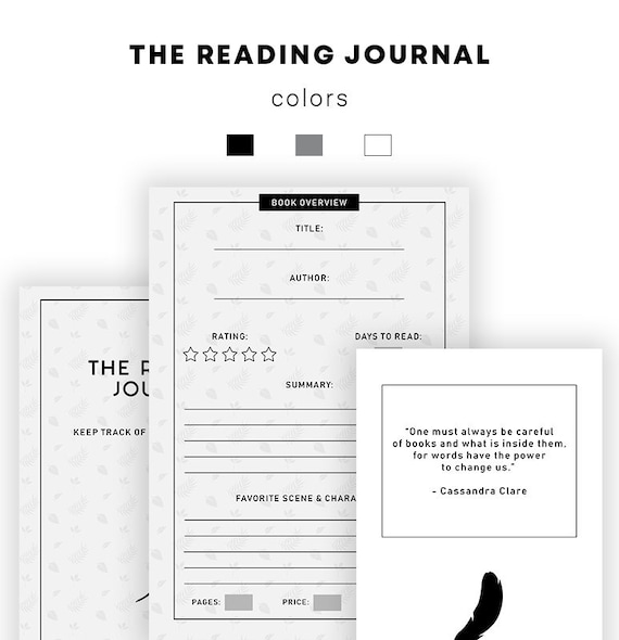 Reading Journal Reading Log Book Journal Printable PDF for Etsy
