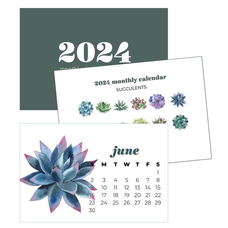 2024 Watercolor Monthly Desk Calendars Shipping 12/19 Etsy
