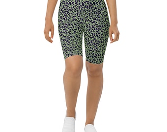 Blue and Bright Green Flow Biker Shorts