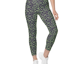 Blue and Bright Green Flow Leggings with pockets