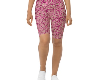 Hot Pink and Bright Green Flow Biker Shorts