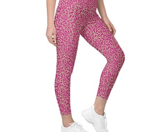 Hot Pink and Bright Green Flow Leggings with pockets