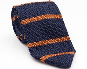 Groomsmen Neck Ties Navy brown Stripe Ties Knitting Necktie On Wedding Day Ties For layer Ties For Teacher Gifts For Him