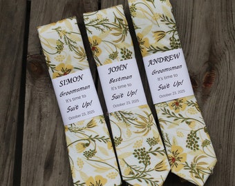 Mustard Floral Tie, Men's Ties On wedding Day, Vintage Neckwear, Skinny Men's Tie, Tie On Sales, Wedding Gift, New Arrival