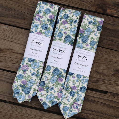 dusty blue floral ties