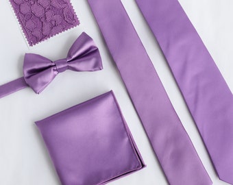 Wisteria Wedding Accessory Set, Elegant Groomsmen Tie, Bow Tie, Pocket Square, Cufflink, Suspender, Discount Offered, On Wedding Day