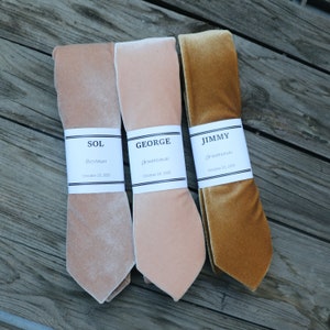 Champagne Velvet Tie, Prosecco Velvet Dress Tie, Mustard Men&#39;s Wedding Tie, Groomsmen Tie, Groom Tie, Wedding Gift, On Wedding Day